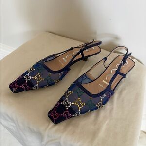 Gucci Navy crystal Multicolor Slingback Heels slingbacks